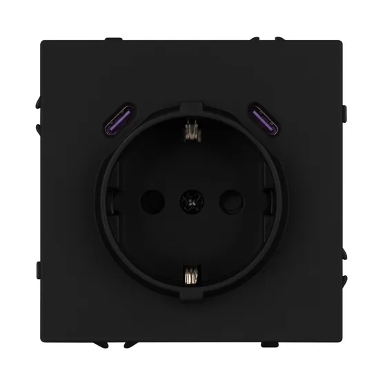 Фото #2 товара ARL NOBE Розетка зк со шторками с USB тип C+С софт-тач черный оникс SCT-MUCC-SFPL-BK (250V, 16A) (Arlight, -)