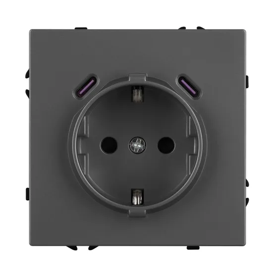 Фото #2 товара ARL NOBE Розетка зк со шторками с USB тип C+С софт-тач серый базальт SCT-MUCC-SFPL-GR (250V, 16A) (Arlight, -)