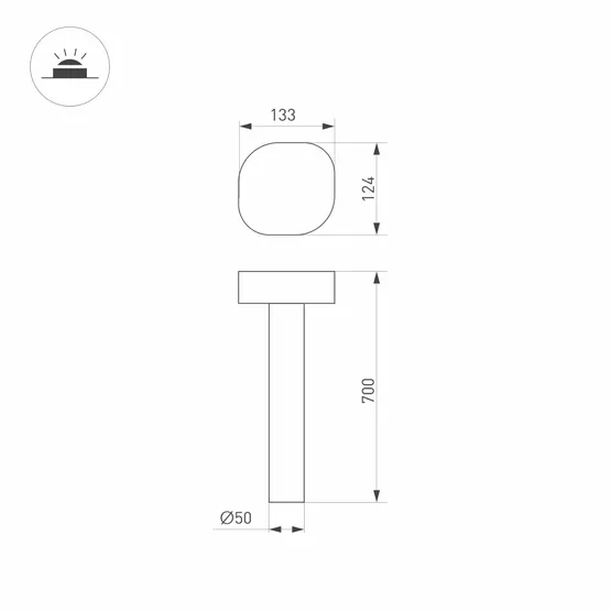 Фото #7 товара Светильник LGD-SWAMP-BOLL-H700-7W Warm3000 (GR, 93 deg, 230V) (Arlight, IP65 Металл, 3 года)