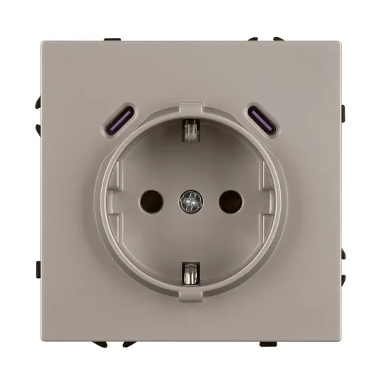 Фото #3 товара ARL NOBE Розетка зк со шторками с USB тип C+С софт-тач кашемир SCT-MUCC-SFPL-CA (250V, 16A) (Arlight, -)