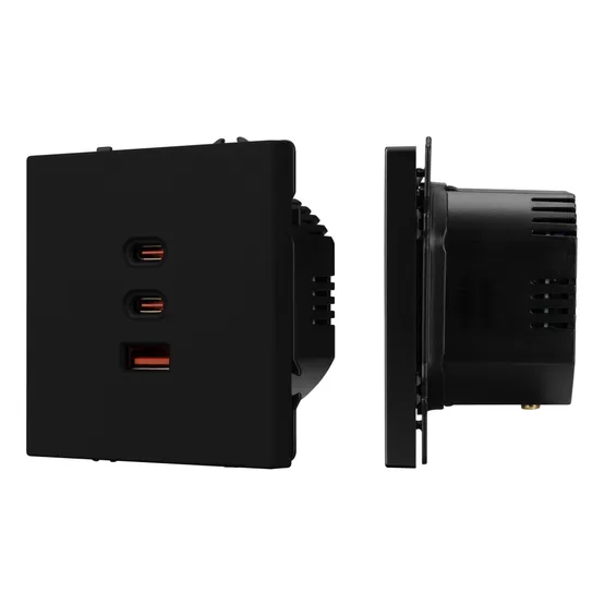 Фото #1 товара ARL NOBE USB Розетка тип А+С+С софт-тач черный оникс SCT-MUACC-SFPL-FC-BK (65W, QC3) (Arlight, -)