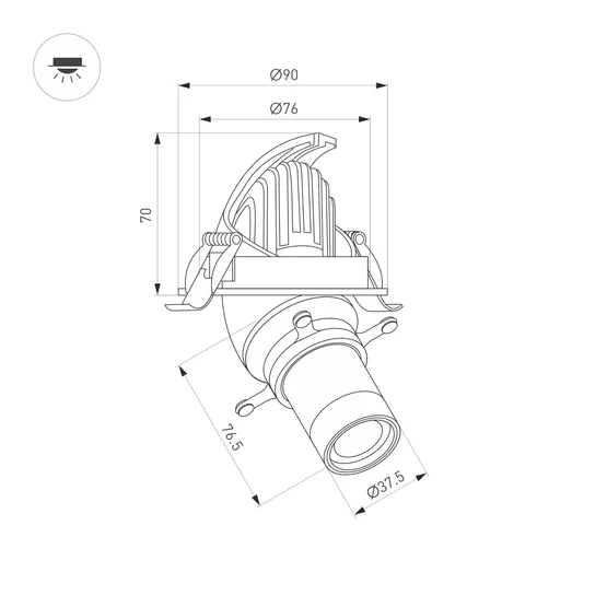 Фото #2 товара Светильник LGD-ARTIFACT-BUILT-FLAP-CROP-ZOOM-R90-12W Warm2700 (Черный, 20-35 deg, 230V) (Arlight, IP20 Металл, 5 лет)