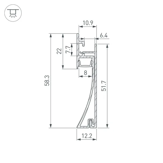Фото #3 товара Профиль PLINTUS-H58-F-2000 ANOD (Arlight, Алюминий)