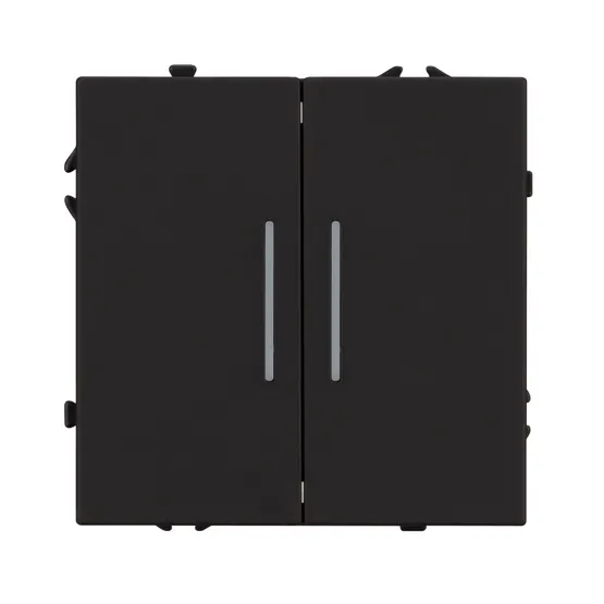 Фото #2 товара Механизм выключателя двухклавишный проходной LED SWT-NOBE-MKP2-SFPL-L-BK (230V, 10A) (Arlight, Черный оникс)