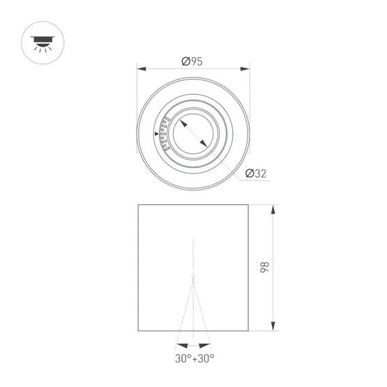 Фото #5 товара Светильник SP-ACENTO-R95-10W Warm3000 (WH, 20-45 deg, 230V) (Arlight, IP20 Металл, 5 лет)