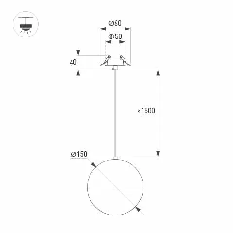 Фото #4 товара Светильник SP-EMISFERO-HANG-BUILT-R150-11W Warm3000 (WH, 170 deg, 230V) (Arlight, IP20 Металл, 3 года)