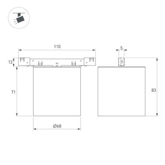 Фото #5 товара Светильник MAG-MICROCOSM-POINT-R68-7W Day4000 (BR, 36 deg, 24V) (Arlight, IP20 Металл, 5 лет)