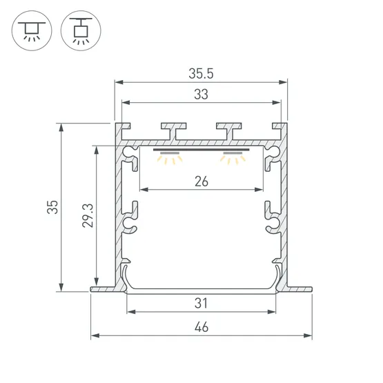 Фото #3 товара Профиль LINIA49-F-M-2000 WHITE (Arlight, Алюминий)