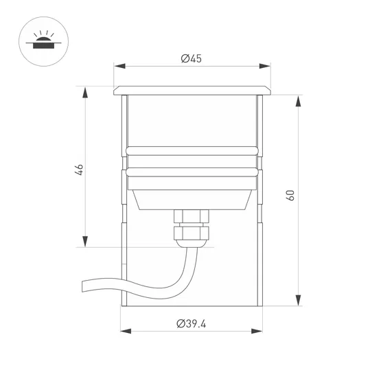 Фото #3 товара Светильник KT-AQUA-R45-3W Warm3000 (SL, 45 deg, 12V) (Arlight, Герметичный)
