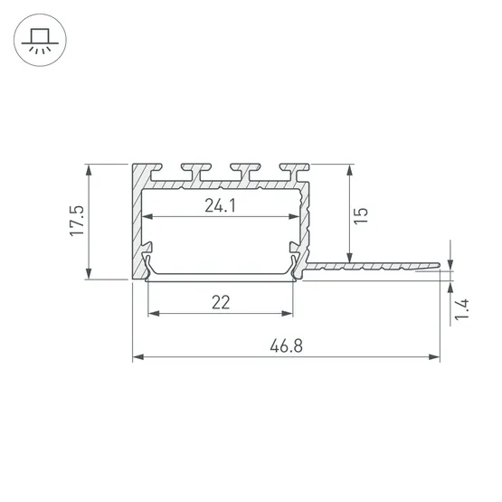 Фото #3 товара Профиль PLS-F-HIDE-EDGE-2000 (Arlight, Алюминий)