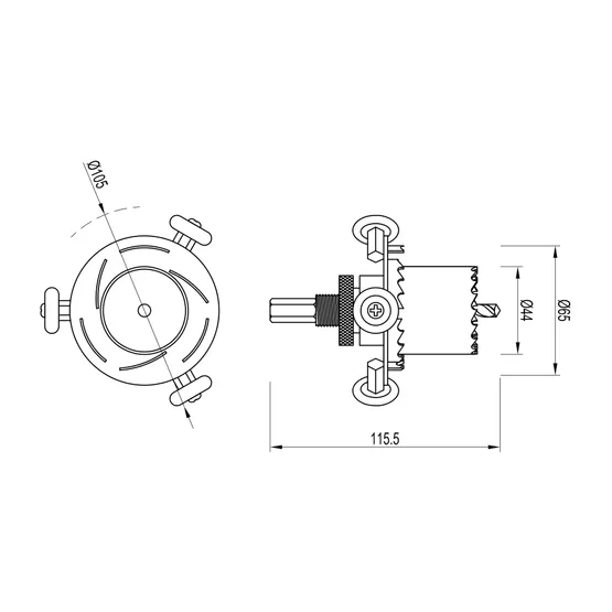 Фото #2 товара Двухуровневая коронка ATK-DRILL-R44-R65 (Arlight, IP20 Металл, 3 года)