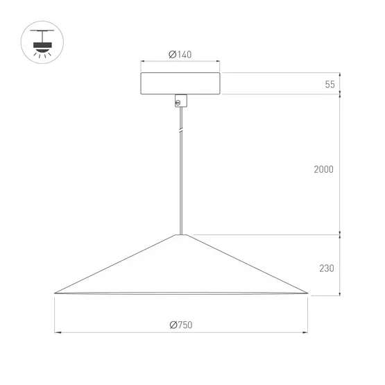 Фото #7 товара Светильник SP-MAKOTO-R750-14W Warm2700 (BK, 36 deg, 230V, TRIAC) (Arlight, IP20 Металл, 3 года)