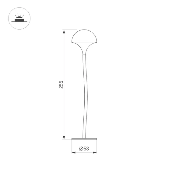Фото #5 товара Светильник KT-MUCENA-BOLL-A-H250-1W Warm3000 (WH, 85 deg, 24V) (Arlight, IP65 Металл, 3 года)