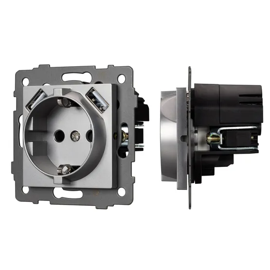 Фото #1 товара Механизм розетки с USB зарядкой SCT-MUAA-PL-GR-V (250V, 16A) (Arlight, -)