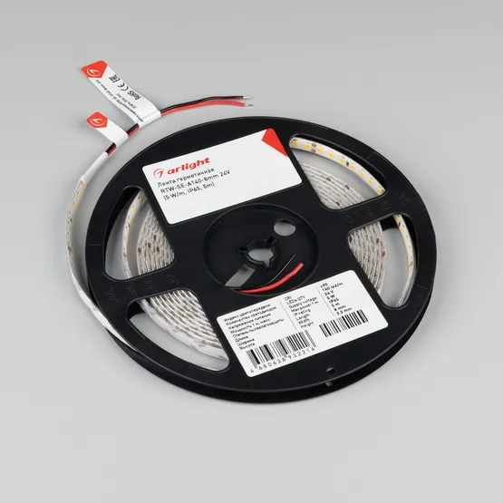 Фото #2 товара Светодиодная лента герметичная RTW-SE-A140-8mm 24V Warm2700 (5 W/m, IP65, 5m) (Arlight, -)