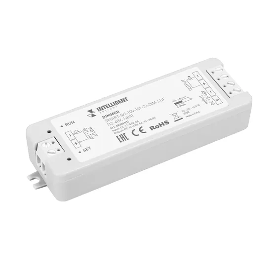 Фото товара INTELLIGENT ARLIGHT Диммер SMART-0/1-10V-101-72-DIM-SUF (12-48V, 1x8A) (IARL, IP20 Пластик, 5 лет)