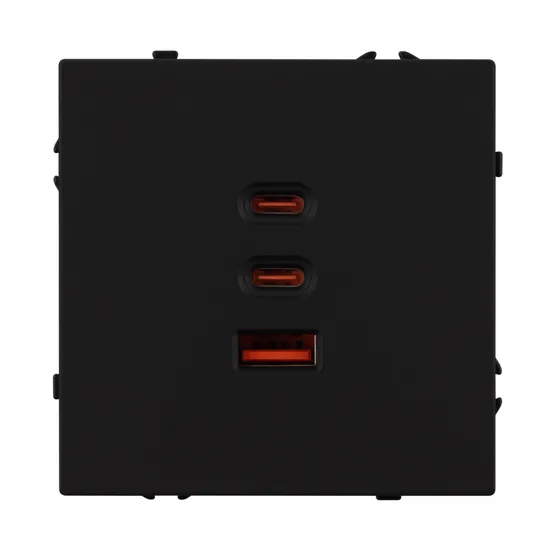 Фото #2 товара ARL NOBE USB Розетка тип А+С+С софт-тач черный оникс SCT-MUACC-SFPL-FC-BK (65W, QC3) (Arlight, -)