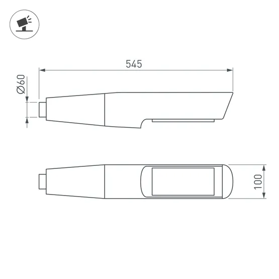 Фото #2 товара Светильник OXOR-NOXT(with bracket)-545x100-35W Day4000 (BK, 120 deg, 230V) IP65 (Arlight, -)