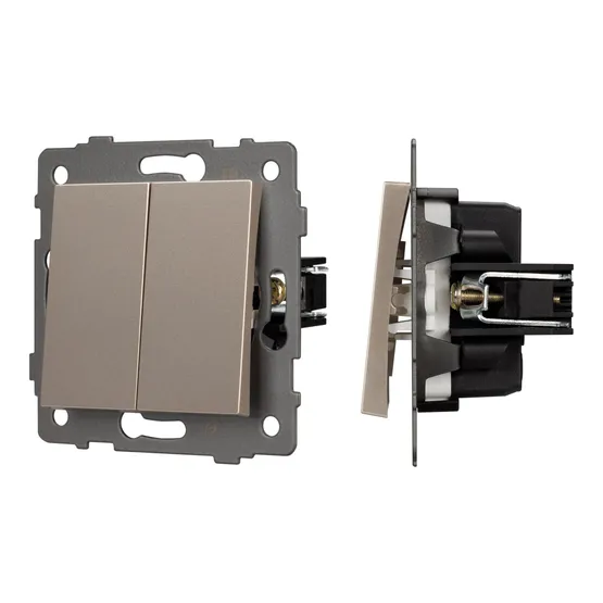 Фото #1 товара Механизм выключателя двухклавишный проходной SWT-MKP2-PL-GD-V (250V, 10A) (Arlight, -)