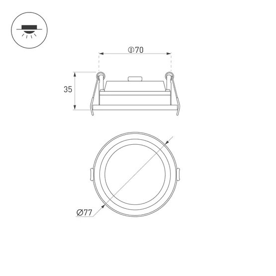 Фото #2 товара Корпус PLURIO-BASE-BUILT-R77 (BK, 1-2, 200mA) (Arlight, IP20 Металл, 3 года)