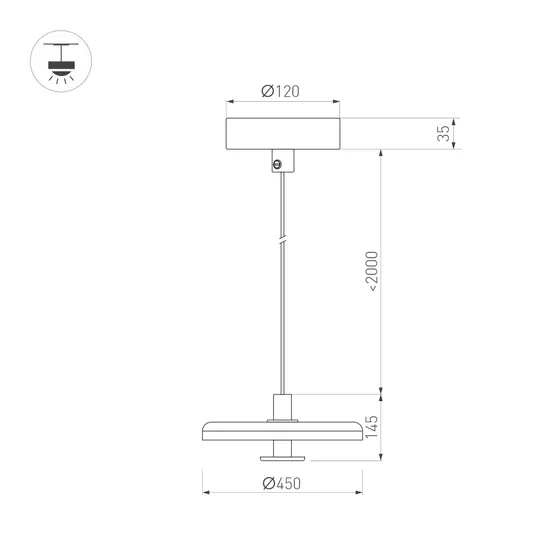 Фото #8 товара Светильник SP-KOTARO-R450-12W Warm3000 (BK-GR, 36 deg, 230V, TRIAC) (Arlight, IP20)