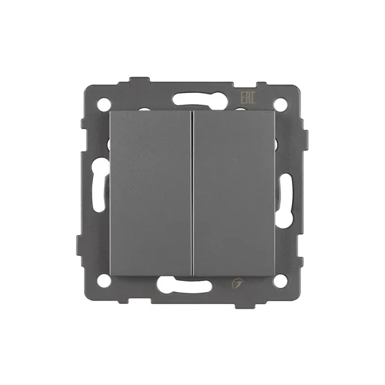 Фото #2 товара Механизм выключателя двухклавишный непроходной SWT-MK02-PL-GR-V (250V, 10A) (Arlight, -)