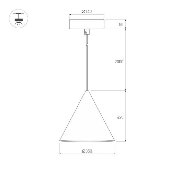 Фото #7 товара Светильник SP-MAKOTO-R350-14W Warm2700 (WH, 36 deg, 230V, TRIAC) (Arlight, IP20 Металл, 3 года)