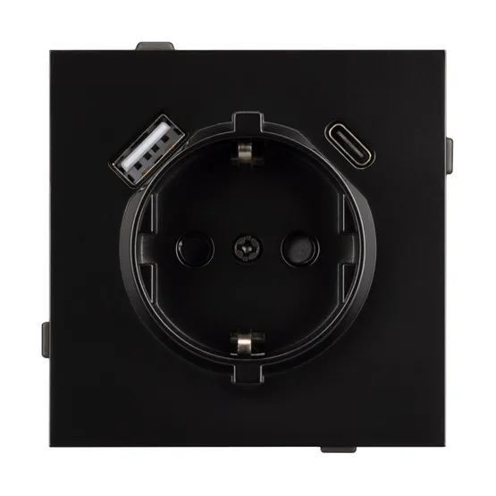 Фото #3 товара Механизм розетки с USB зарядкой SCT-TENDO-MUAC-PL-BK (230V, 16A) (Arlight, Черный)