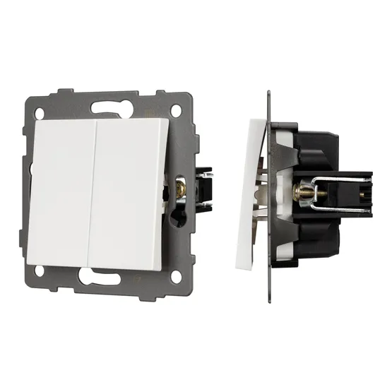 Фото #1 товара Механизм выключателя двухклавишный непроходной SWT-MK02-PL-WH-V (250V, 10A) (Arlight, -)