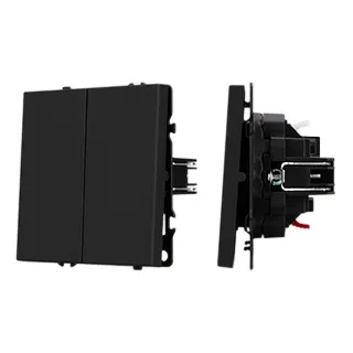 Фото товара Механизм выключателя двухклавишный перекрёстный SWT-NOBE-MKX2-SFPL-BK (230V, 10A) (Arlight, Черный оникс)