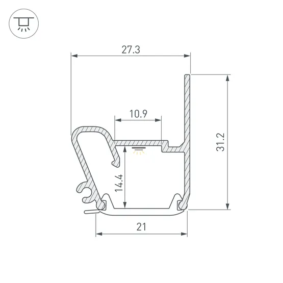 Фото #3 товара Профиль STRETCH-S-20-WALL-SIDE-2000 (RESPECT-ST) (Arlight, Алюминий)