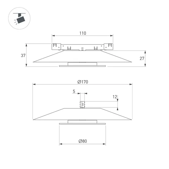 Фото #6 товара Светильник MAG-MICROCOSM-VINYL-R170-7W Warm3000 (BK, 150 deg, 24V) (Arlight, IP20 Металл, 5 лет)